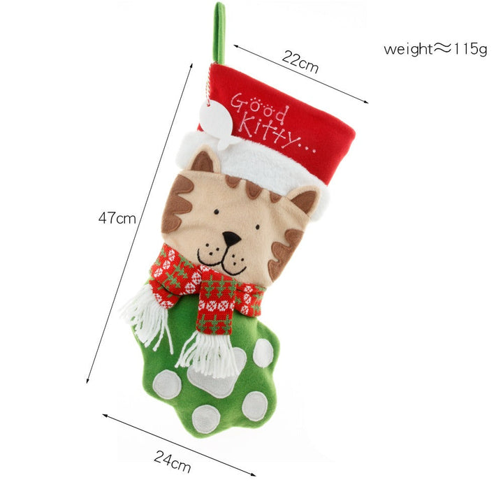 Plush Christmas Stocking Cat & Dog Small Gift Holder