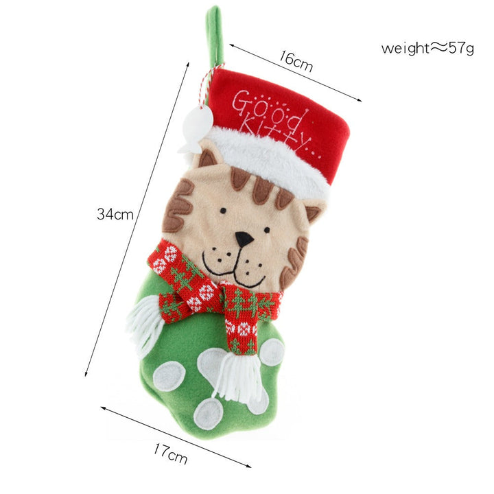Plush Christmas Stocking Cat & Dog Small Gift Holder