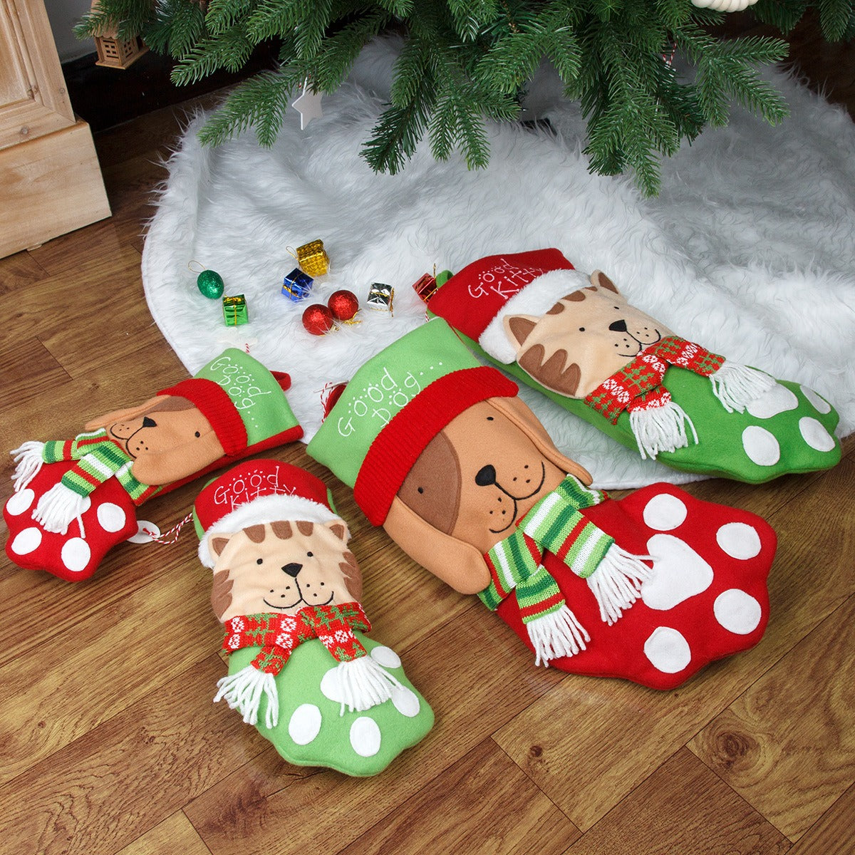 Plush Christmas Stocking Cat & Dog Small Gift Holder