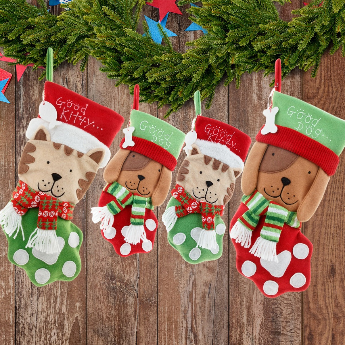 Plush Christmas Stocking Cat & Dog Small Gift Holder