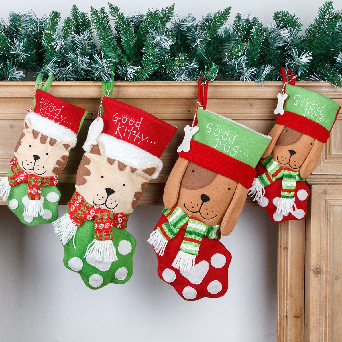 Plush Christmas Stocking Cat & Dog Small Gift Holder