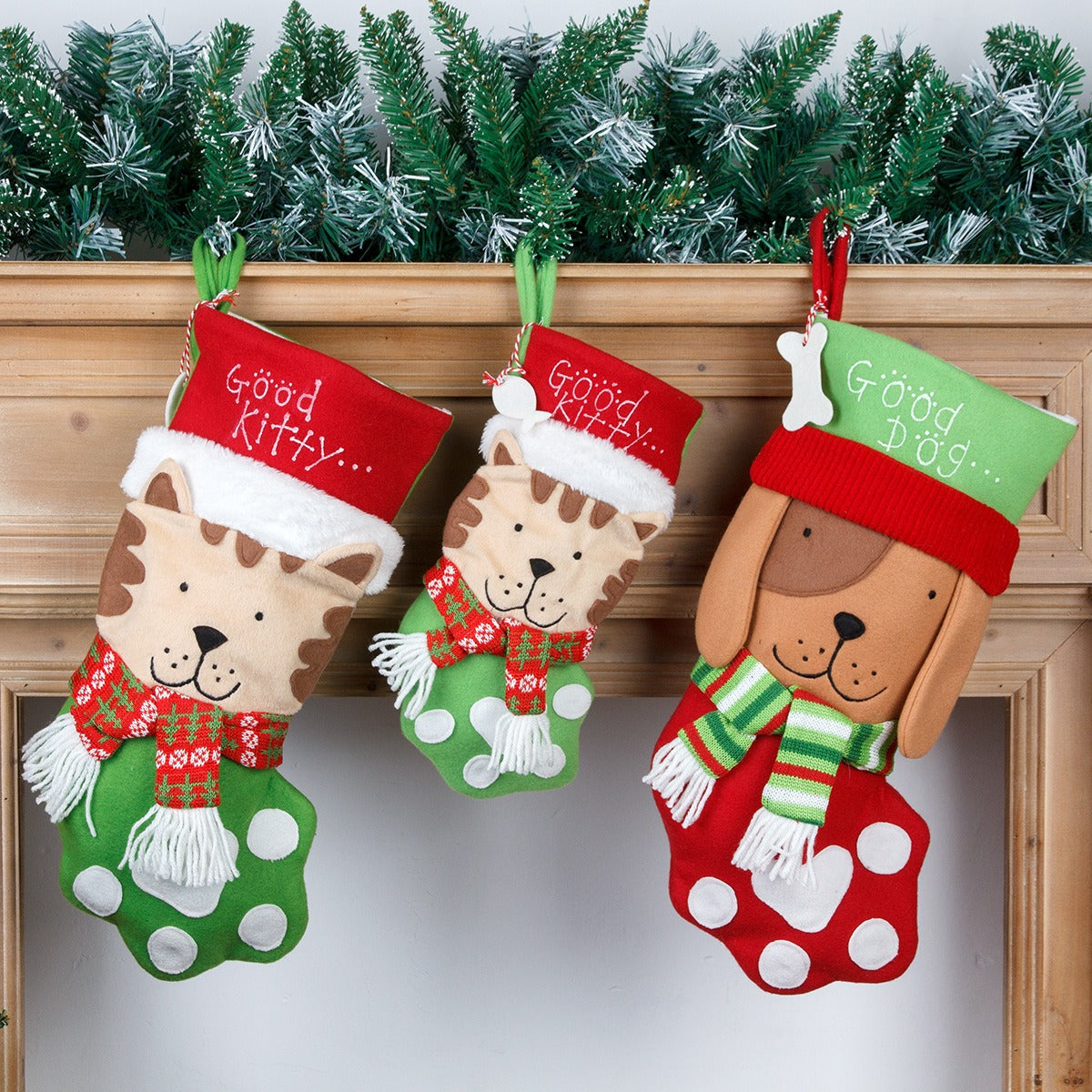 Plush Christmas Stocking Cat & Dog Small Gift Holder