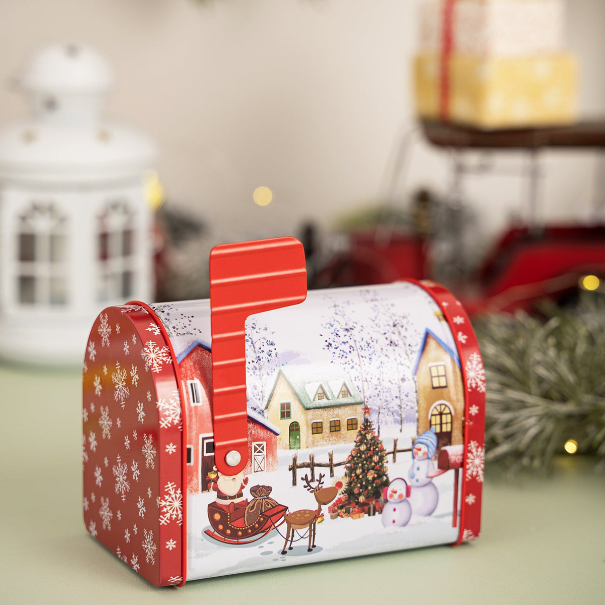 Christmas Mailbox Tin Gift Box for Festive Candy Treats