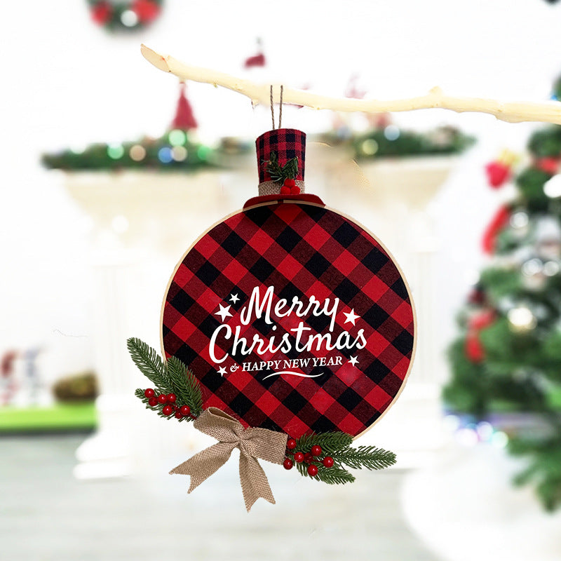Christmas Door Hanging Rustic Plaid Holiday Decoration