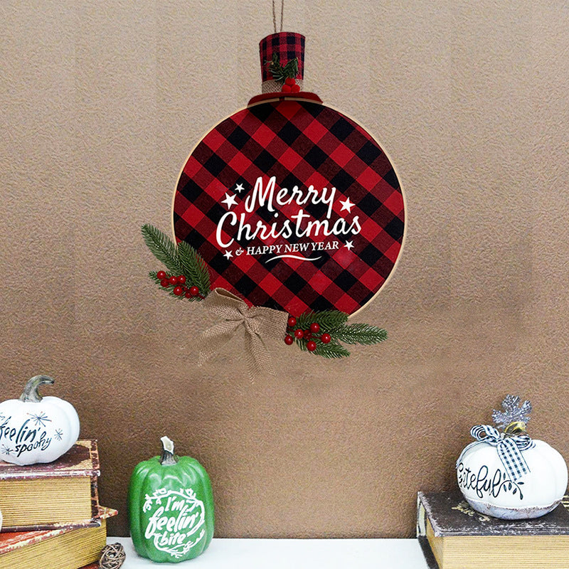 Christmas Door Hanging Rustic Plaid Holiday Decoration