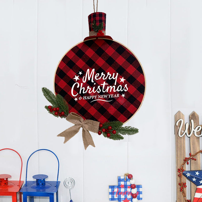 Christmas Door Hanging Rustic Plaid Holiday Decoration