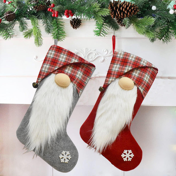 Christmas Gnome Stocking for Cheerful Mantel Decor