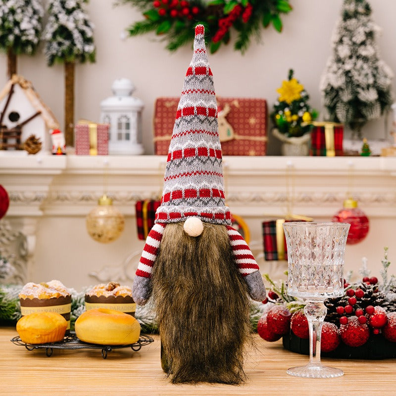 Christmas Wine Bottle Gnome Holiday Decoration Set