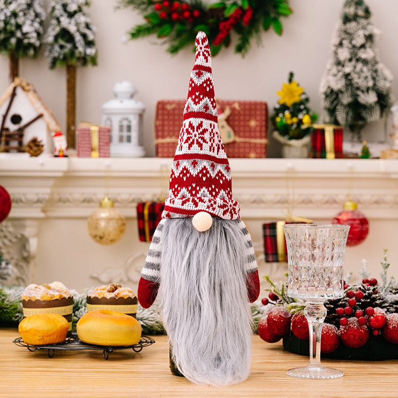 Christmas Wine Bottle Gnome Holiday Decoration Set