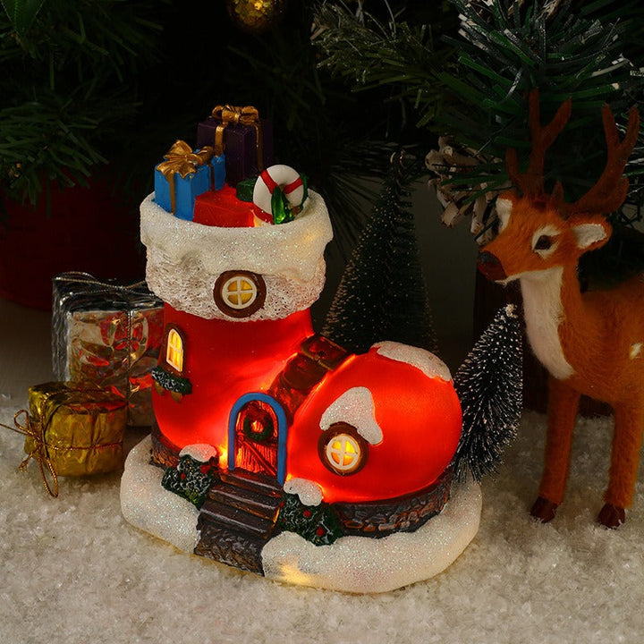 Christmas Village Cottage With Warm Glowing Windows
