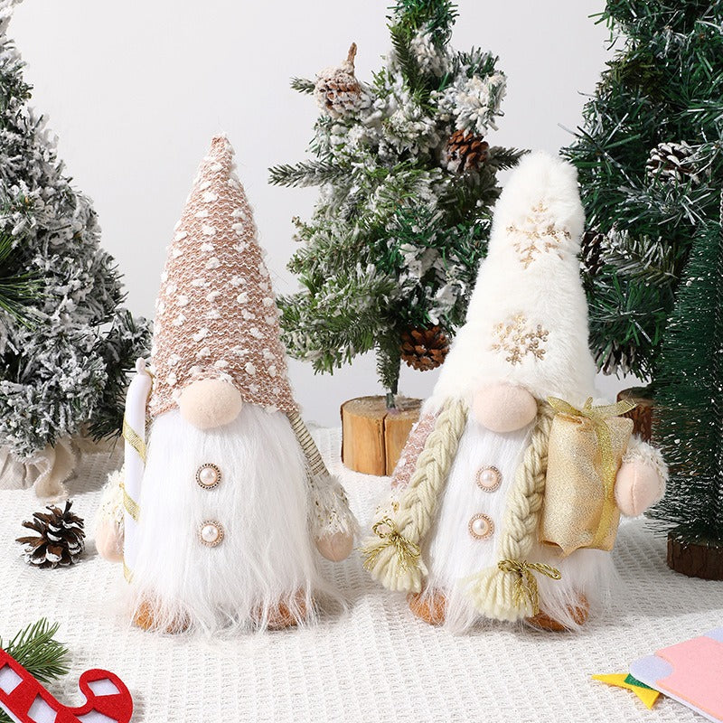 Christmas Gnome Decor With Long Beard & Plush Hat Accent