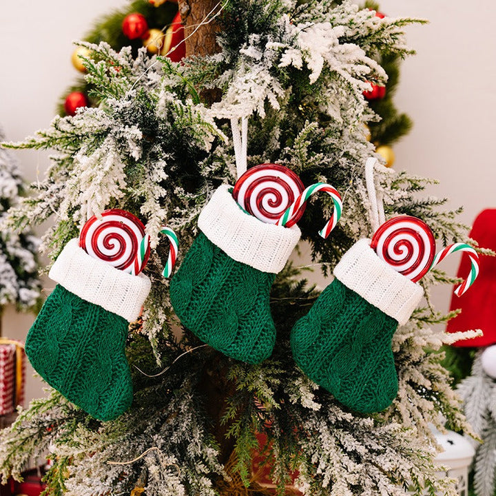 Mini Christmas Knitted Stocking for Cozy Tree Decor