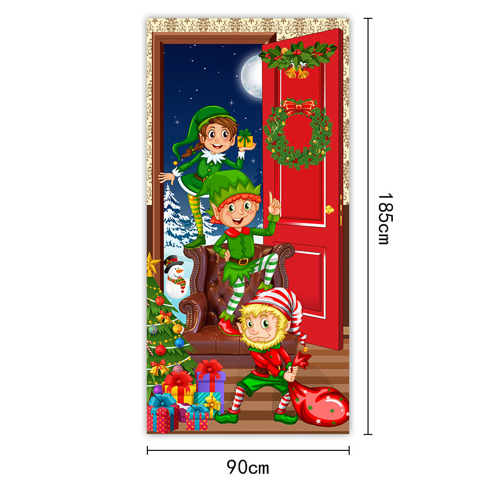 Christmas Door Curtain Santa Claus Outdoor Decoration
