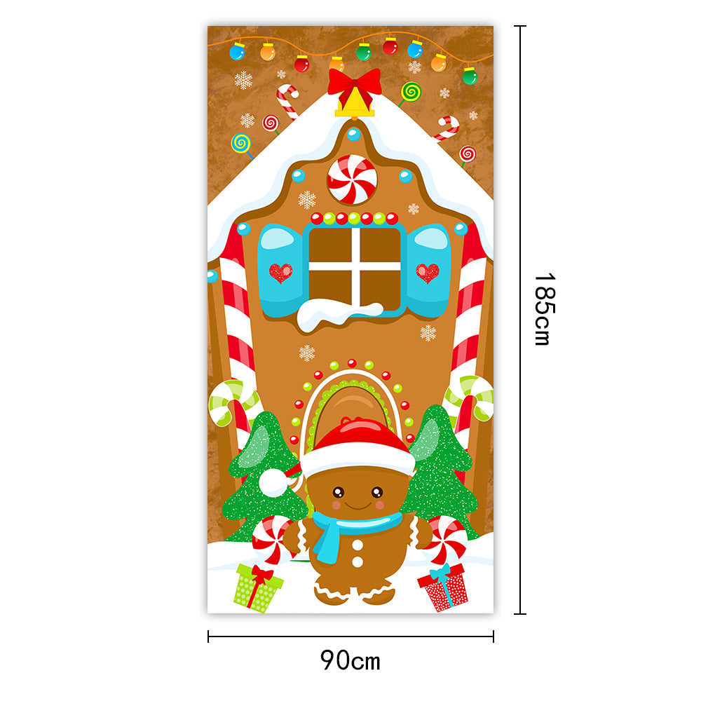 Christmas Door Curtain Santa Claus Outdoor Decoration