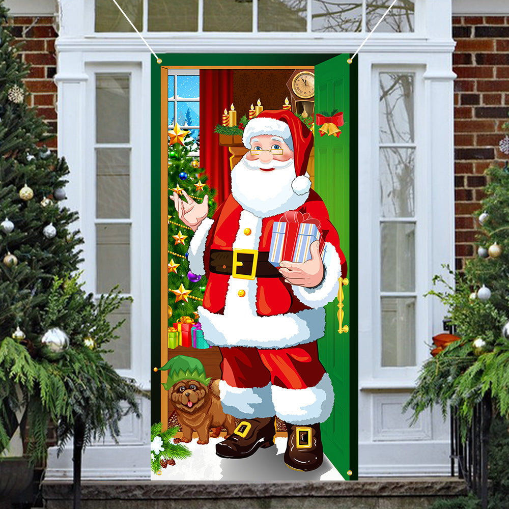 Christmas Door Curtain Santa Claus Outdoor Decoration