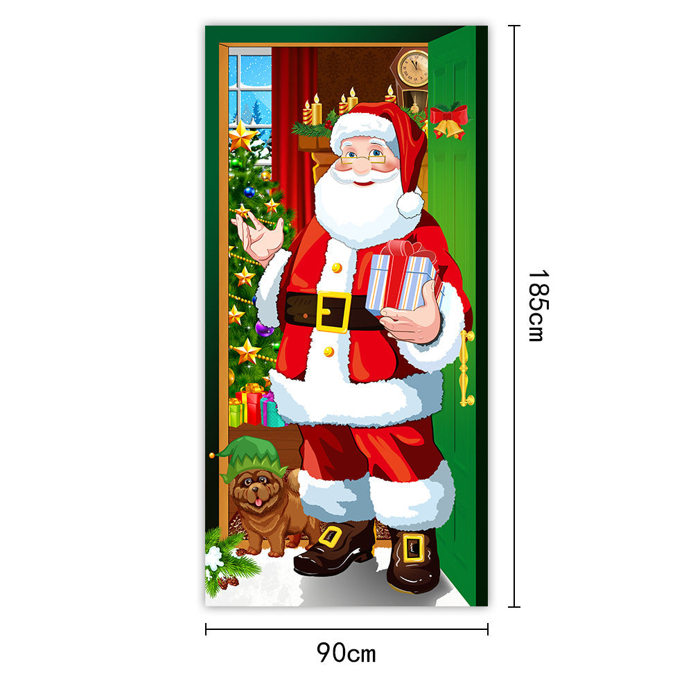 Christmas Door Curtain Santa Claus Outdoor Decoration