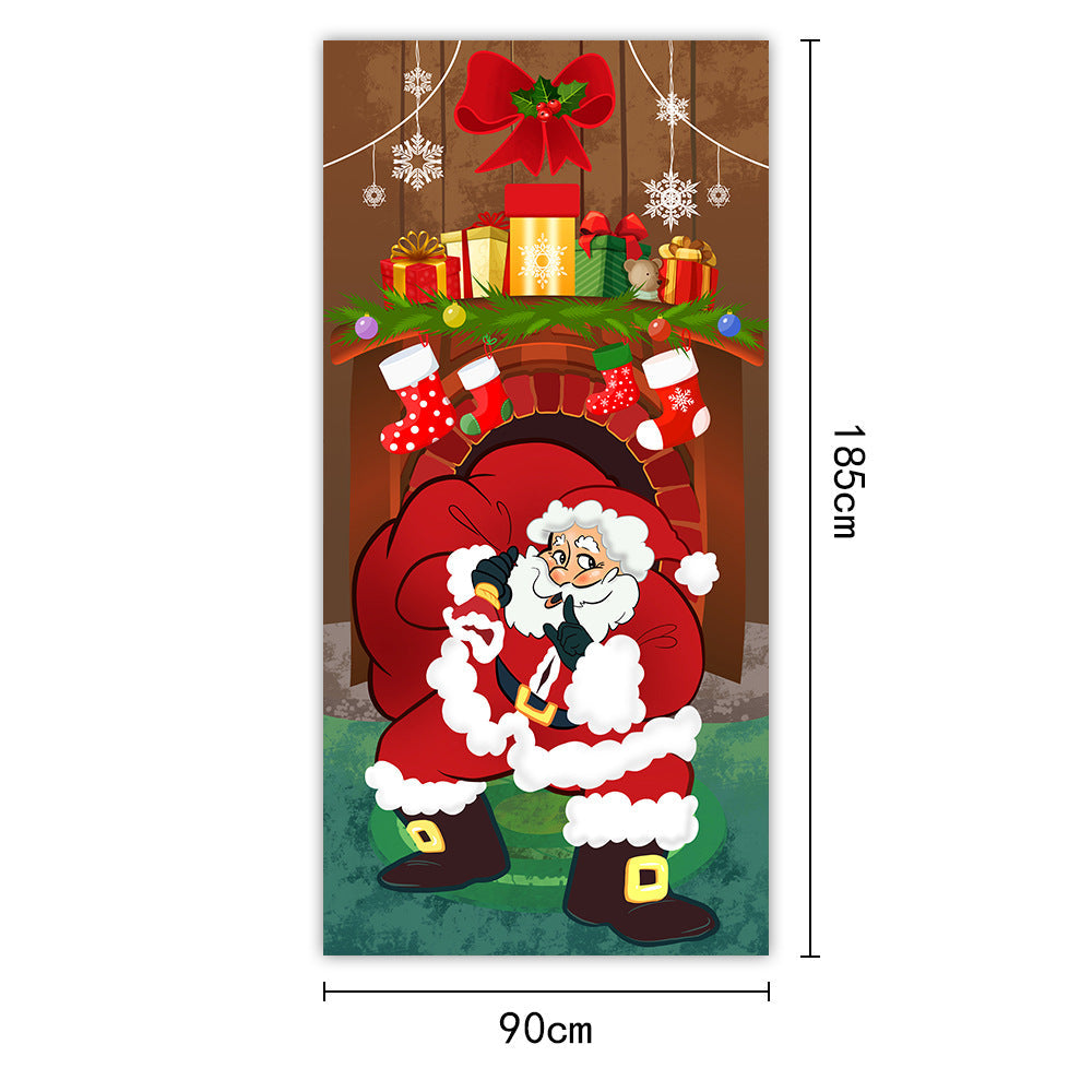 Christmas Door Curtain Santa Claus Outdoor Decoration