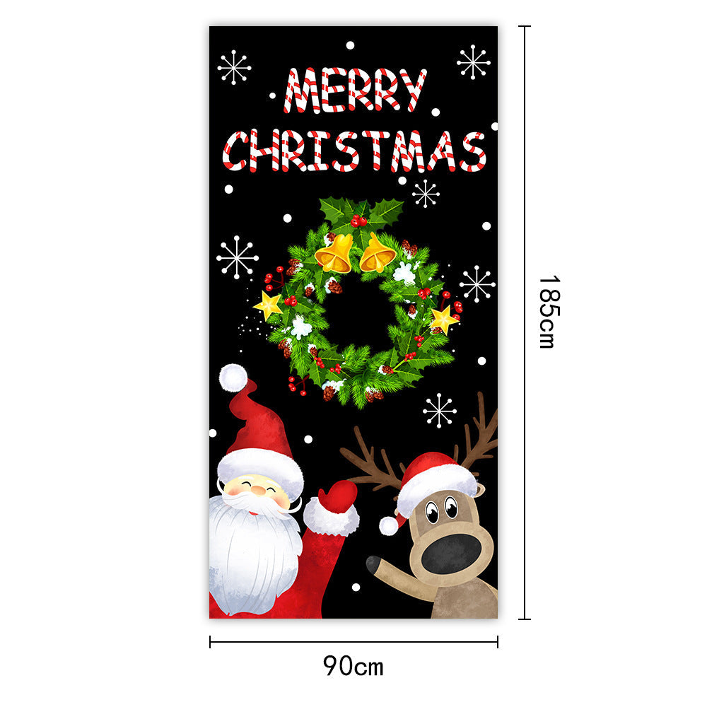 Christmas Door Curtain Santa Claus Outdoor Decoration