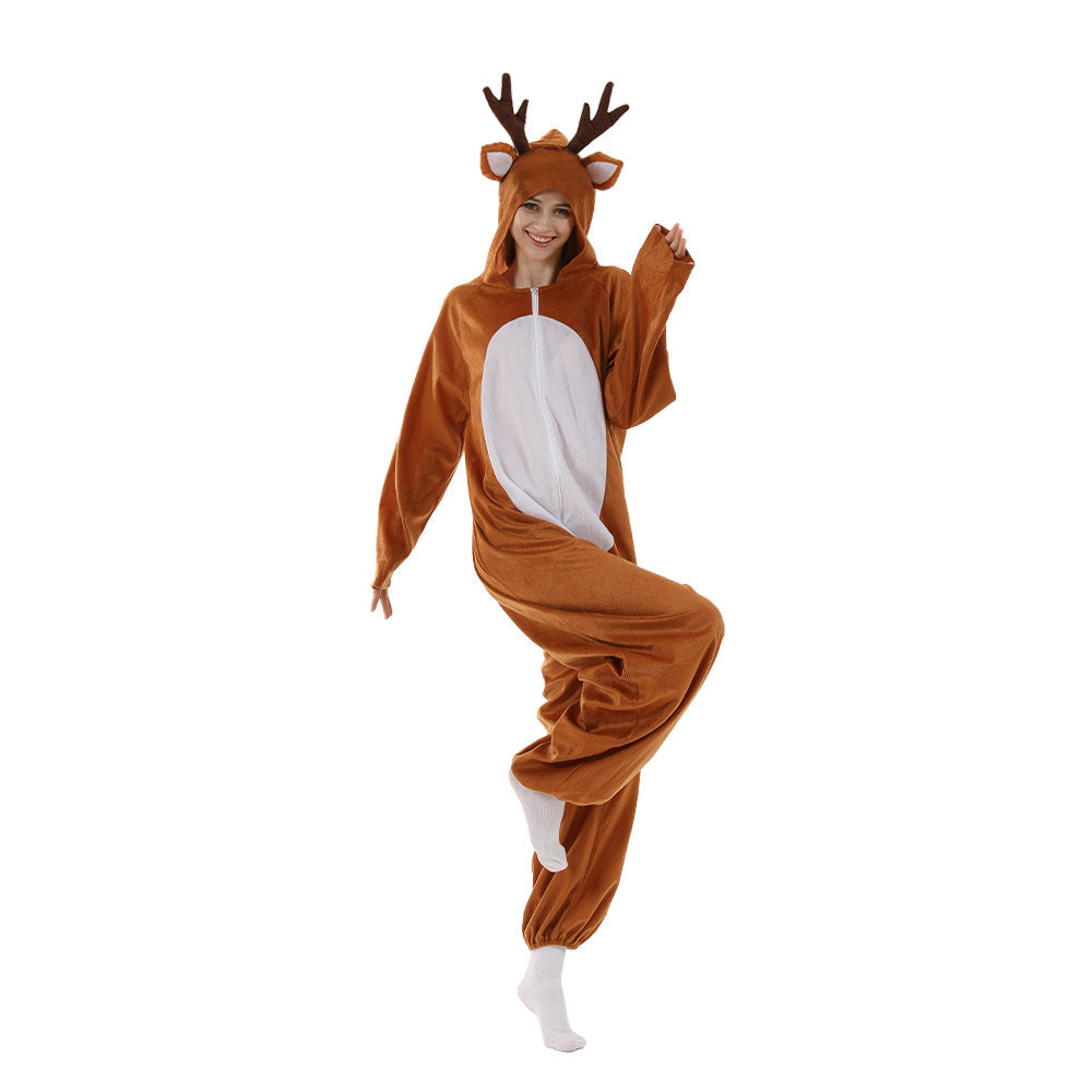 Adult Christmas Reindeer Costume One-Piece Party Suit