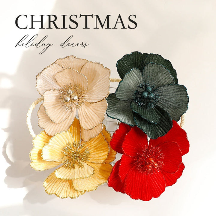 Artificial Christmas Flowers – Elegant Glitter Decor