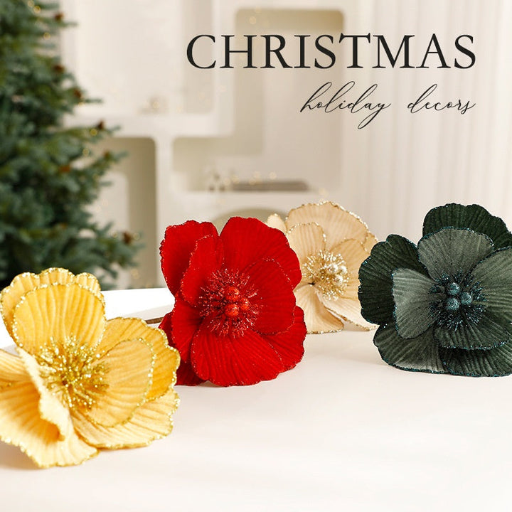 Artificial Christmas Flowers – Elegant Glitter Decor