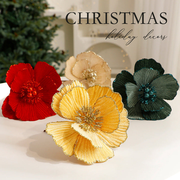 Artificial Christmas Flowers – Elegant Glitter Decor