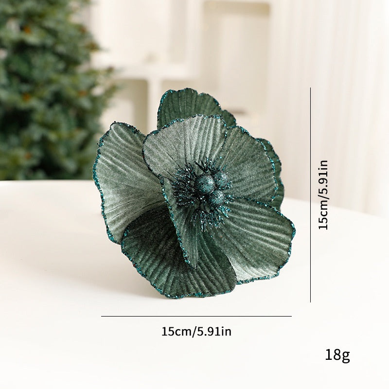 Artificial Christmas Flowers – Elegant Glitter Decor