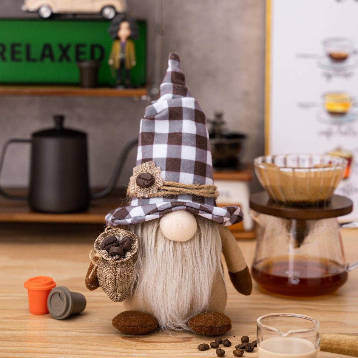 Christmas Coffee Gnome Decor for Cozy Holiday Shelves