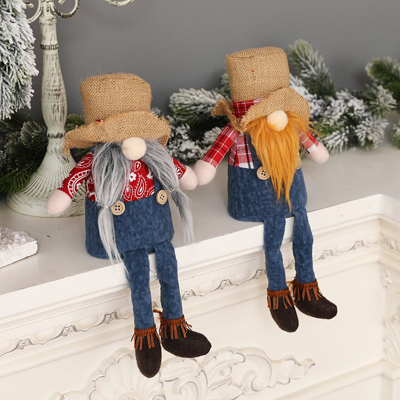 Rustic Christmas Cowboy Dolls for Festive Shelf Decor