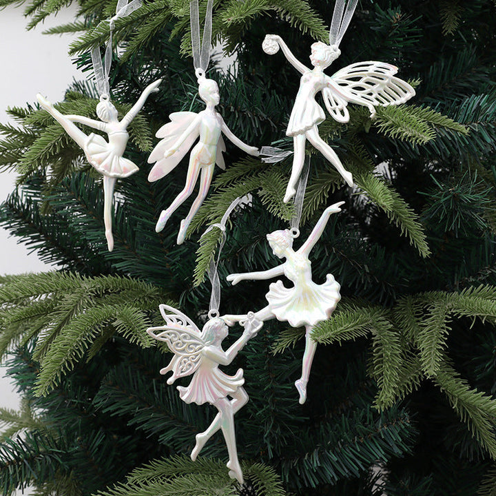 Pearlescent Angel & Ballerina Christmas Ornaments Set of 5