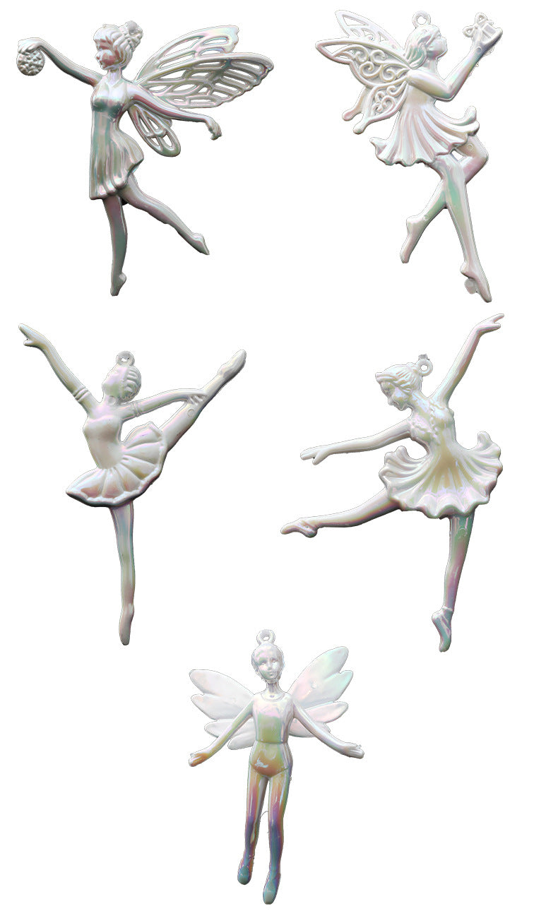 Pearlescent Angel & Ballerina Christmas Ornaments Set of 5