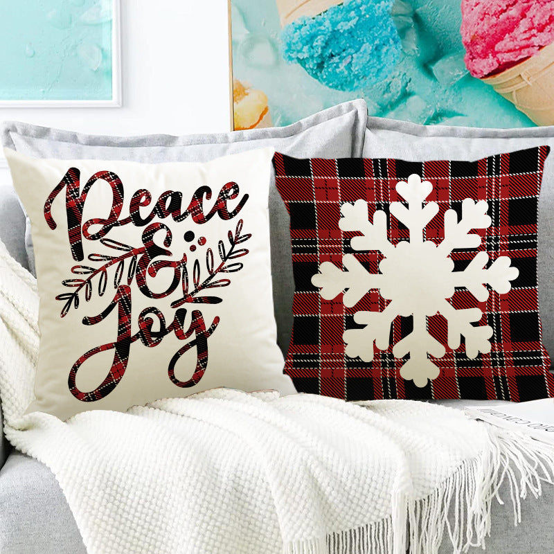 Christmas Pillow Covers With Festive Deer & Snowflakes
