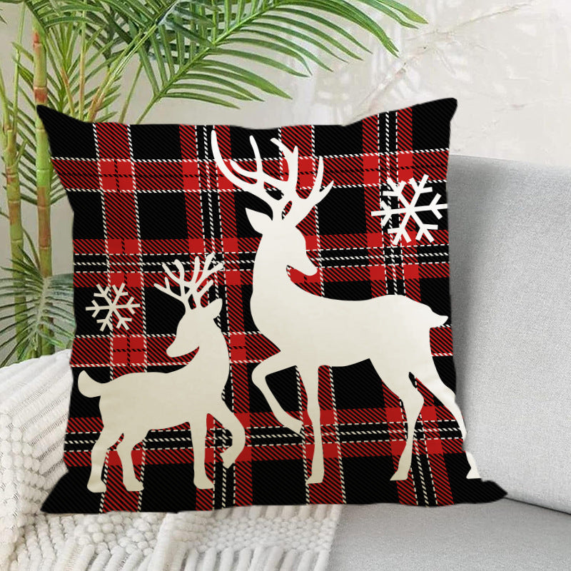 Christmas Pillow Covers With Festive Deer & Snowflakes