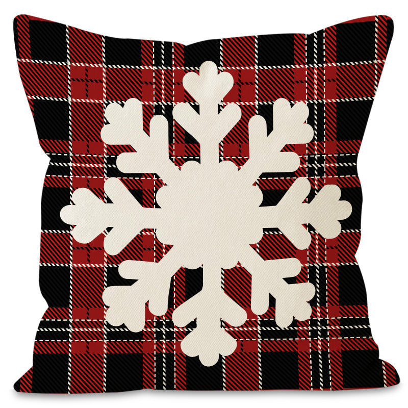 Christmas Pillow Covers With Festive Deer & Snowflakes