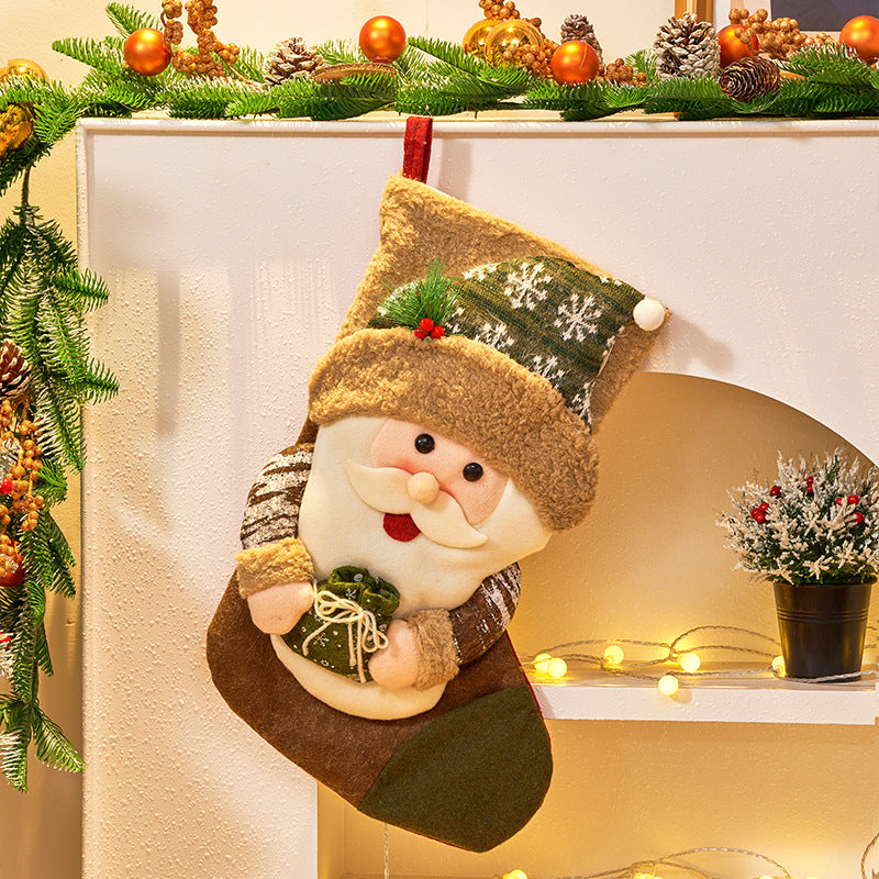 Christmas Character Stocking - Santa & Snowman Gift Bag