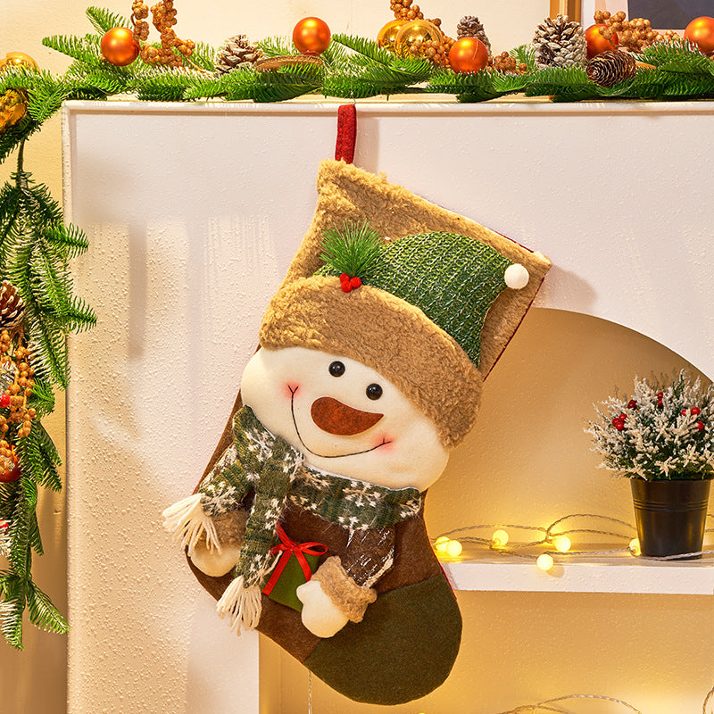 Christmas Character Stocking - Santa & Snowman Gift Bag
