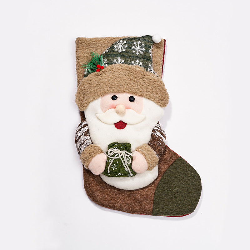 Christmas Character Stocking - Santa & Snowman Gift Bag
