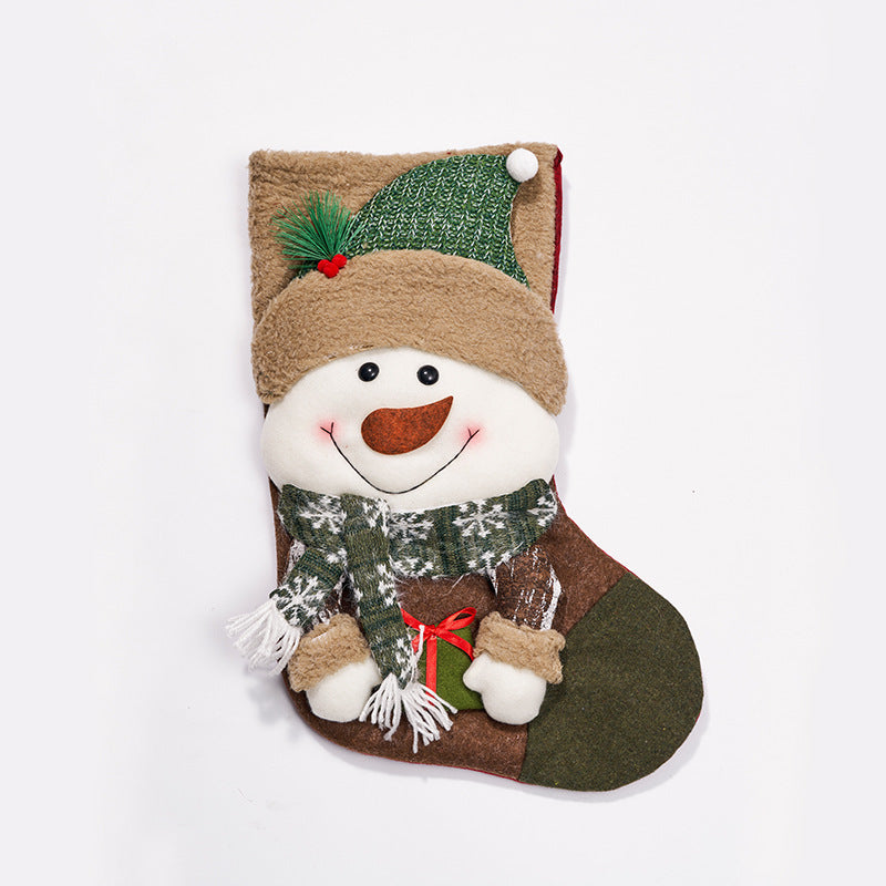 Christmas Character Stocking - Santa & Snowman Gift Bag