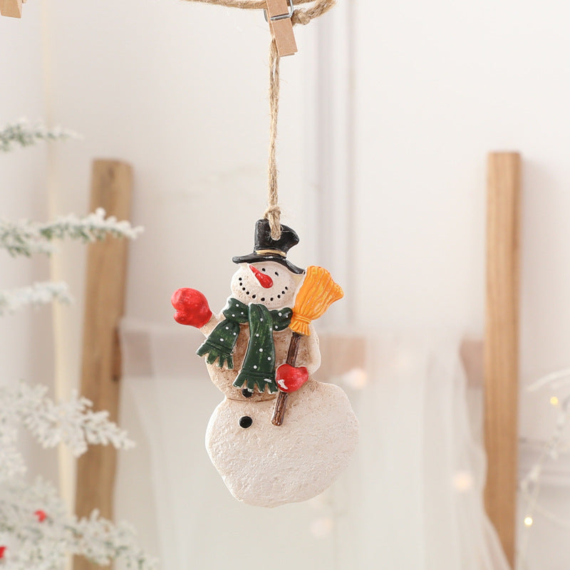 Christmas Tree Ornaments: Hand-Painted Rustic Resin Set