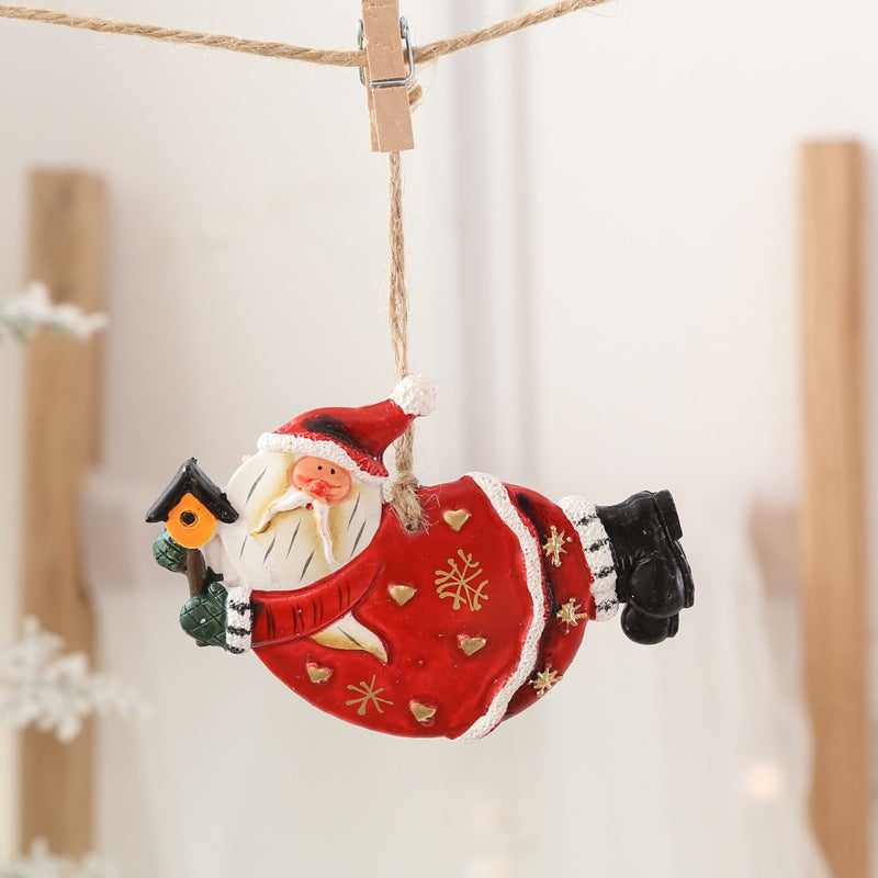 Christmas Tree Ornaments: Hand-Painted Rustic Resin Set