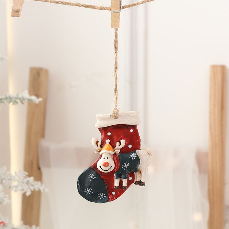 Christmas Tree Ornaments: Hand-Painted Rustic Resin Set
