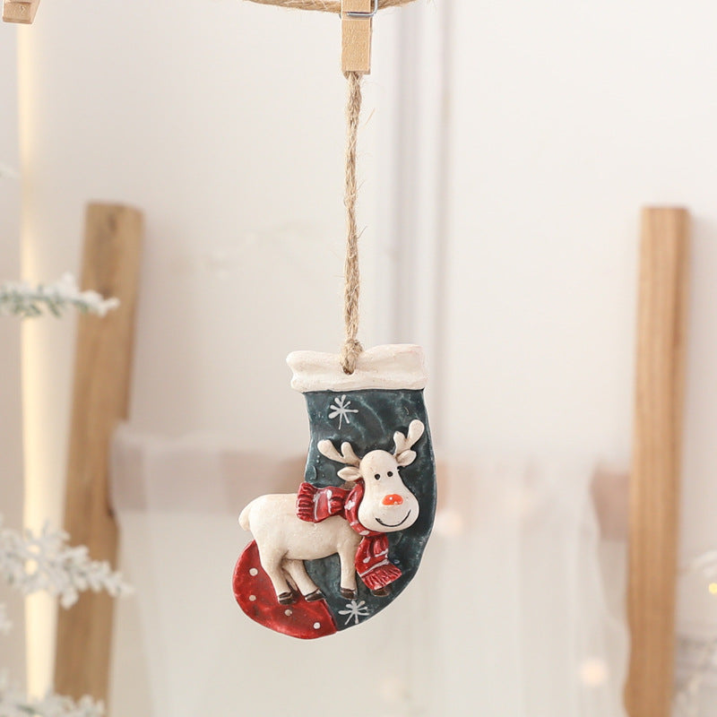 Christmas Tree Ornaments: Hand-Painted Rustic Resin Set