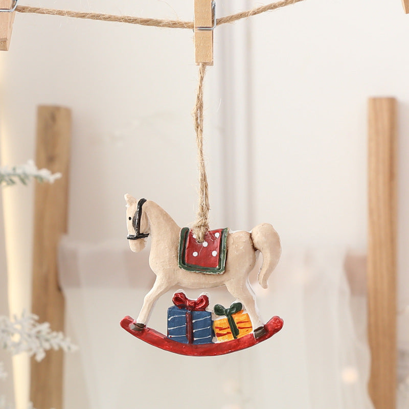 Christmas Tree Ornaments: Hand-Painted Rustic Resin Set