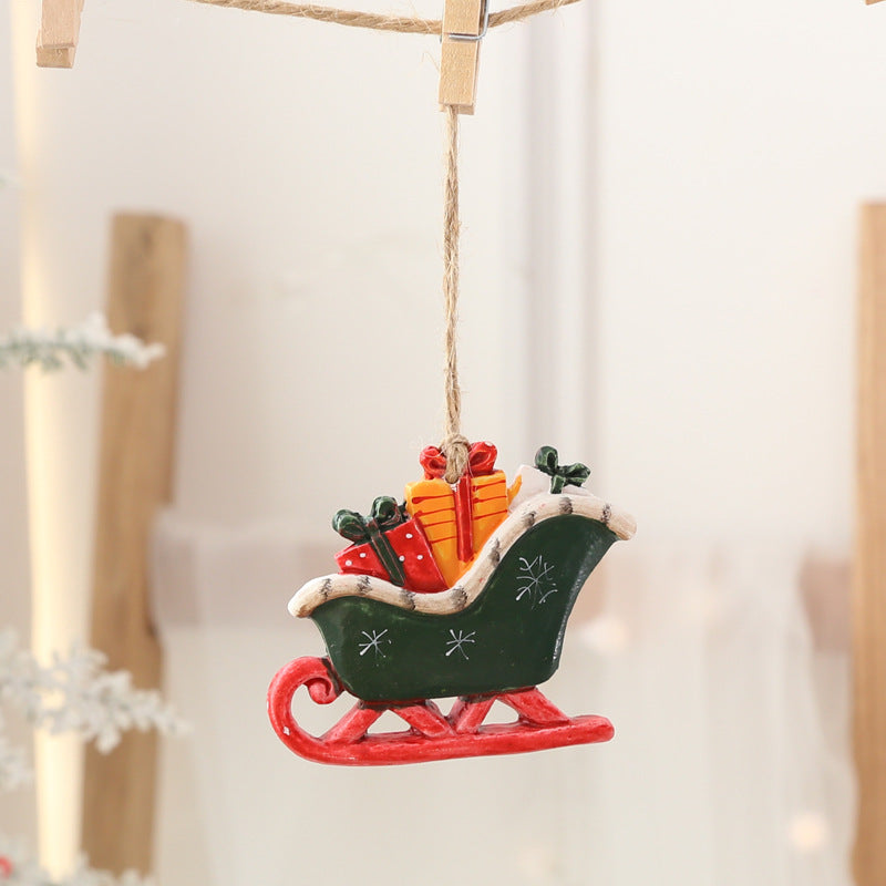 Christmas Tree Ornaments: Hand-Painted Rustic Resin Set