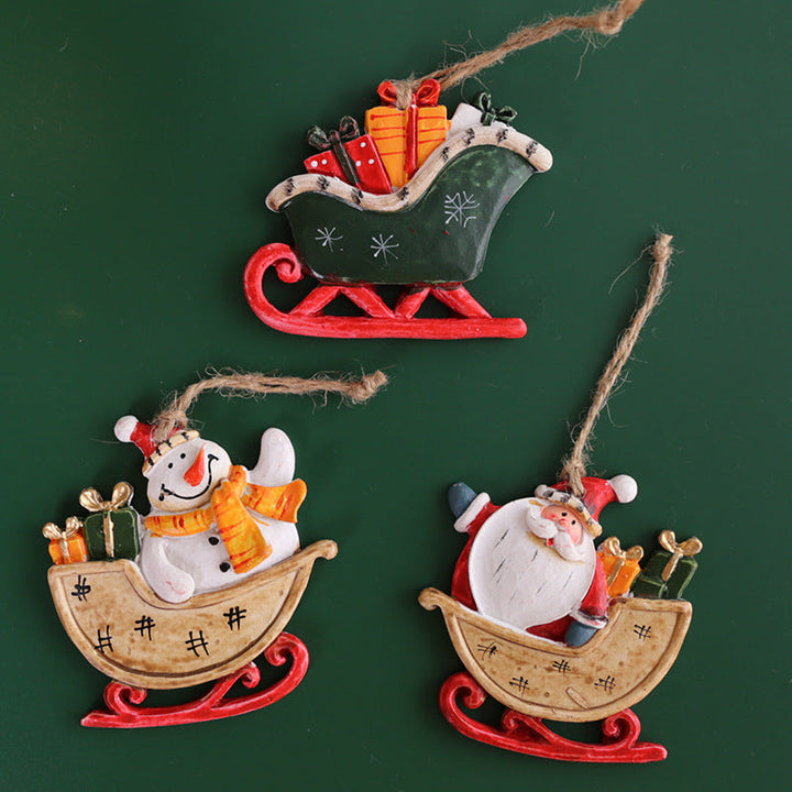 Christmas Tree Ornaments: Hand-Painted Rustic Resin Set