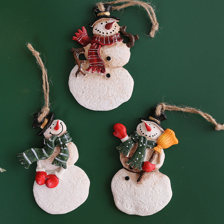 Christmas Tree Ornaments: Hand-Painted Rustic Resin Set
