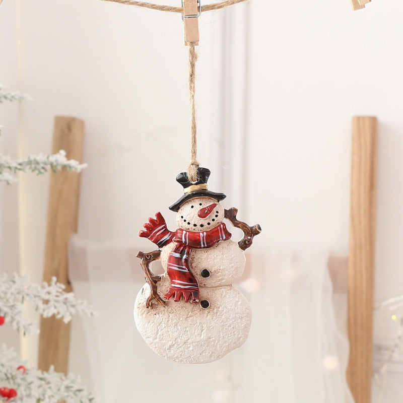 Christmas Tree Ornaments: Hand-Painted Rustic Resin Set