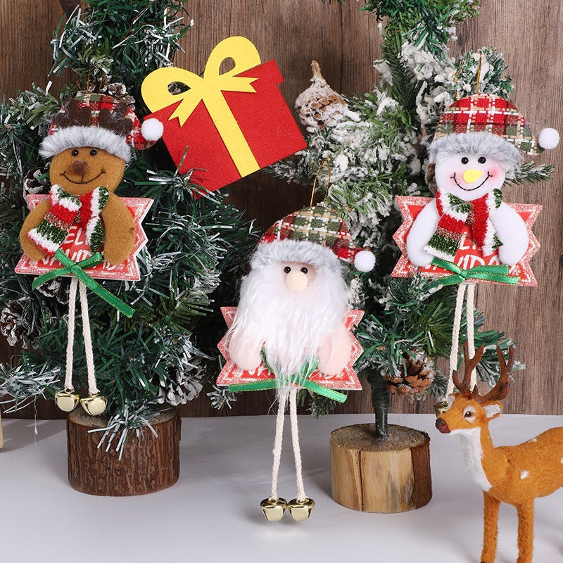 Christmas Character Pendant with Dangling Legs & Bells