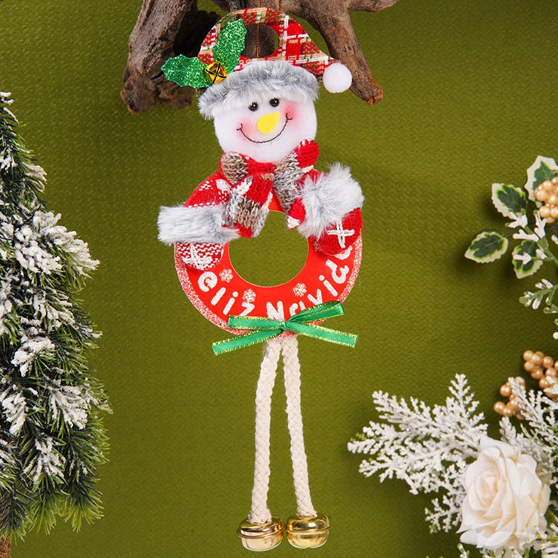 Plush Christmas Hanging Ornament With Festive Gold Bells