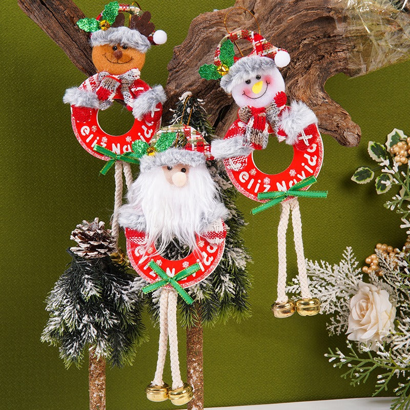 Plush Christmas Hanging Ornament With Festive Gold Bells